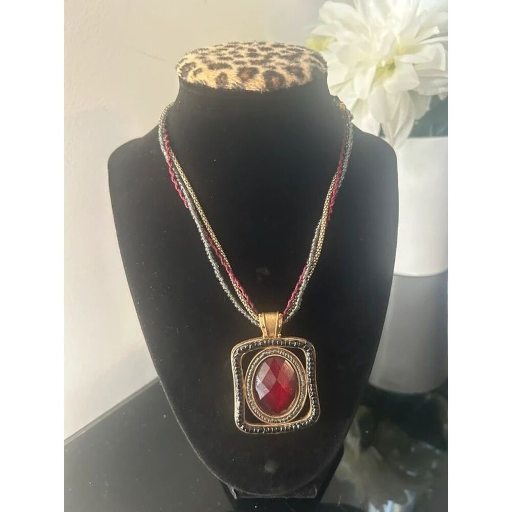 Laura Ashley Red Faceted Pendant Necklace